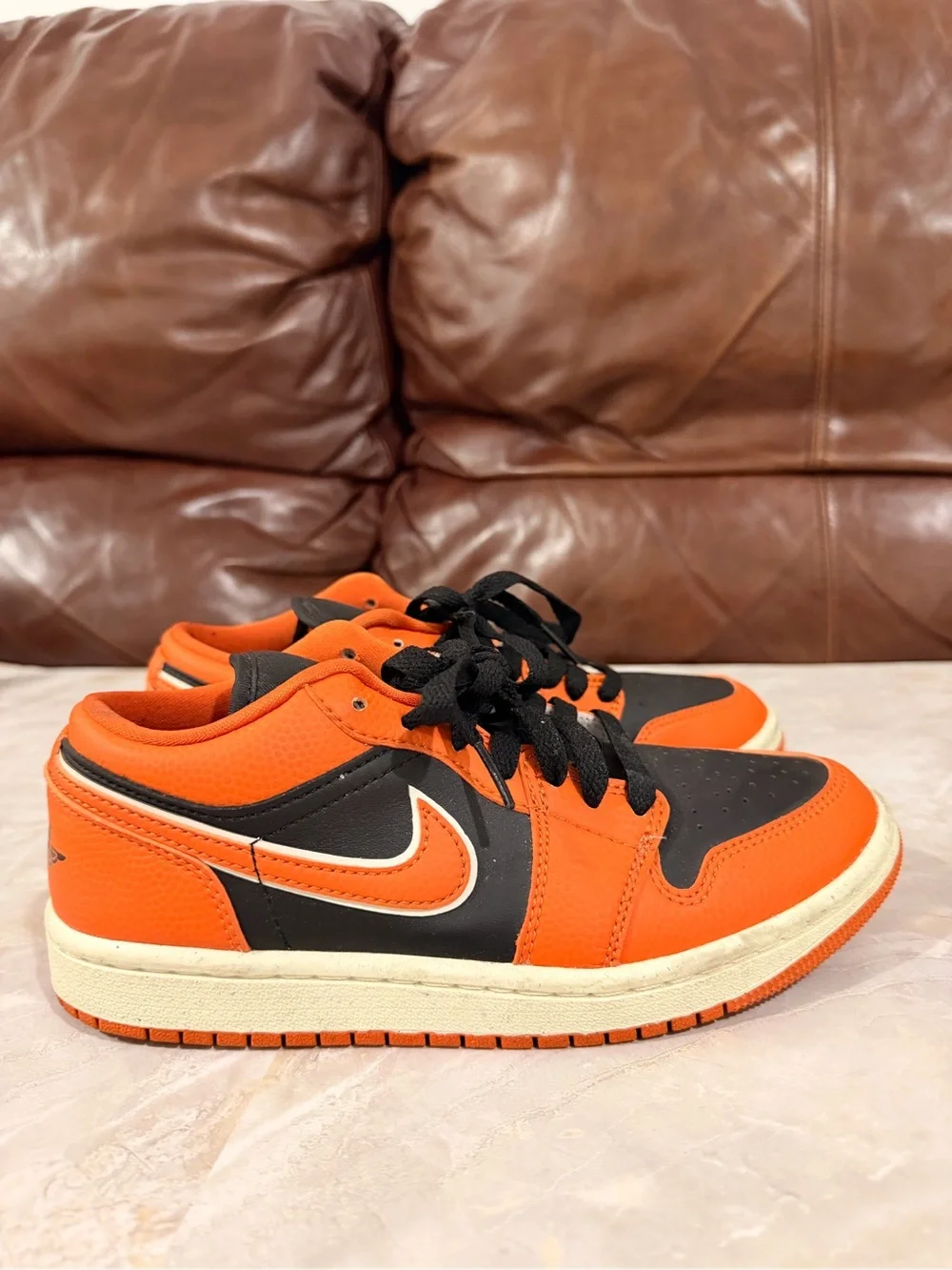 Jordan Men's Low-Top Sneakers in Orange and Black